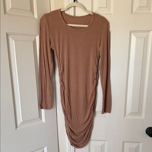 Stretchy Rouched Brown Ruched Dress